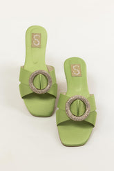 Green Embellished Flats